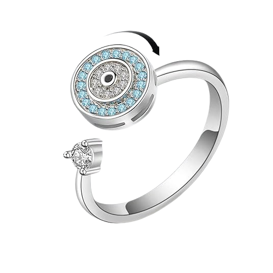 Anillo Calma – Giratorio con Circonita Azul Turquesa