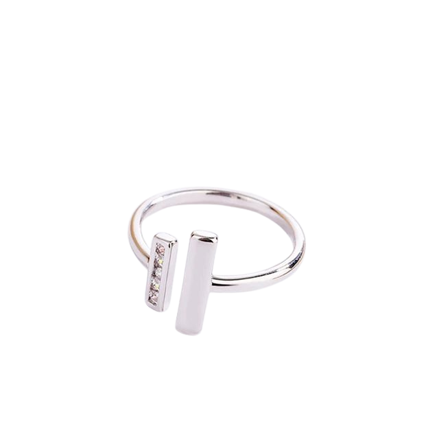 Anillo Líneas – Doble Barra Plata Ajustable