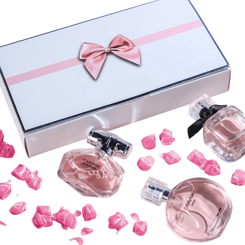 Conjunto Exclusivo de 3 Fragancias para Mujer – Caja Rosa
