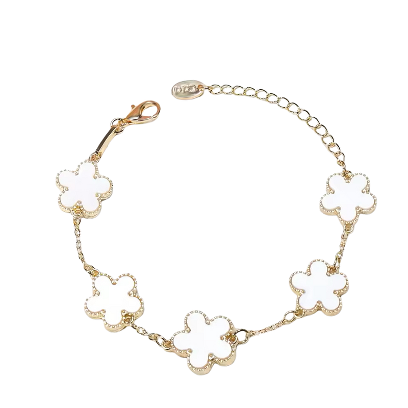 Pulsera Alborada Blanca – Trébol de Cinco Hojas